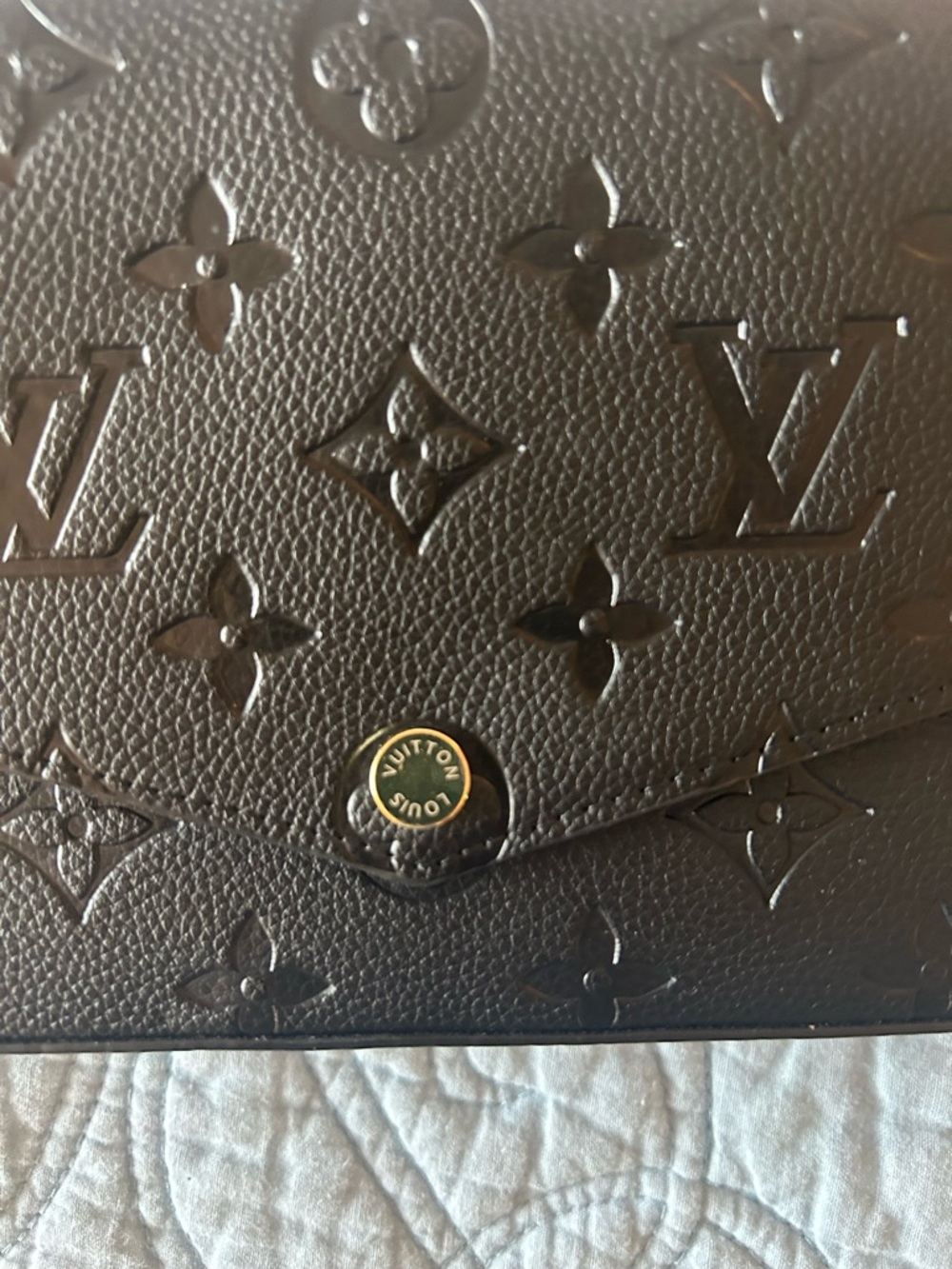 Black Monogram Embossed Chain Wallet - Picture 3 of 15